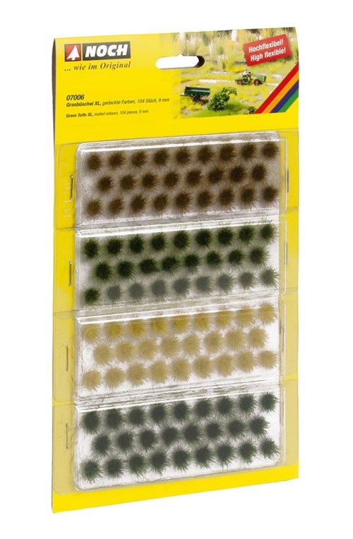 Noch 07006 Græstotter XL, mørk grøn mellem grøn, brun og guld-gul. 104 stk, 9 mm