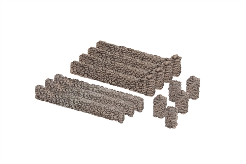 Noch 13171 Markstensmur 12 dele, total længde 70 cm, væghøjde 1,3 cm, søjlehøjde 2,0 cm