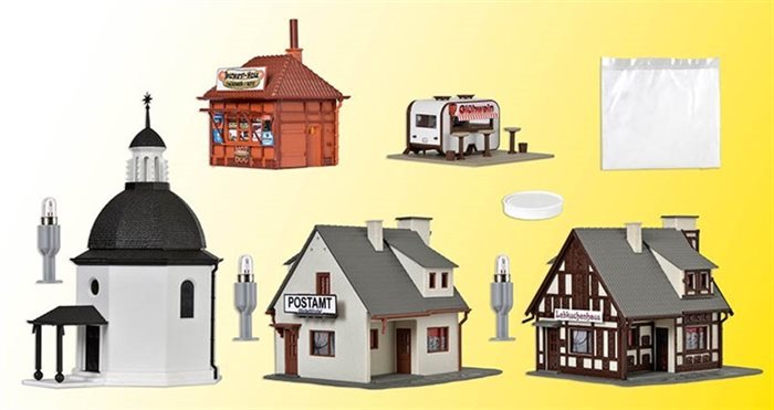 Vollmer 42413 Julelandsby med belysning og sne, H0